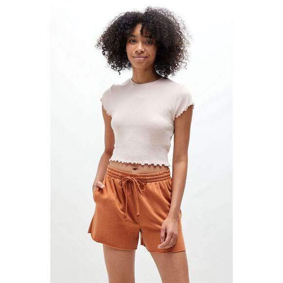 Pacsun RVCA Test Drive Rust Orange Raw Cut Hem Sweat Shorts - S - Picture 1 of 10